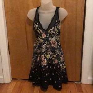 Free People Intimately Floral Black Dress Small